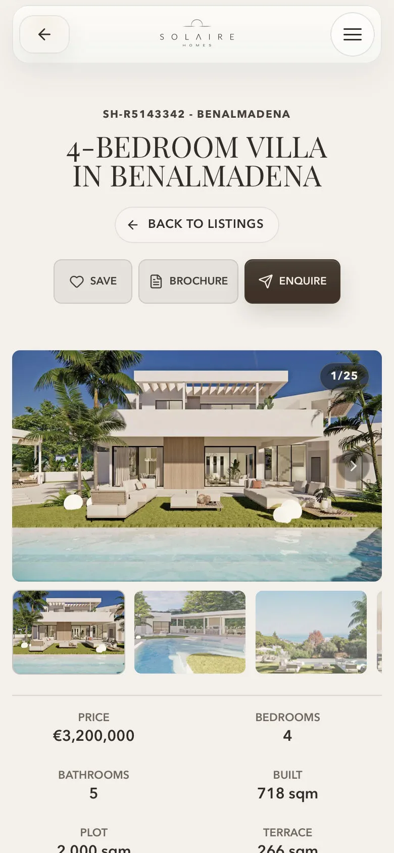 The same listing on a phone.