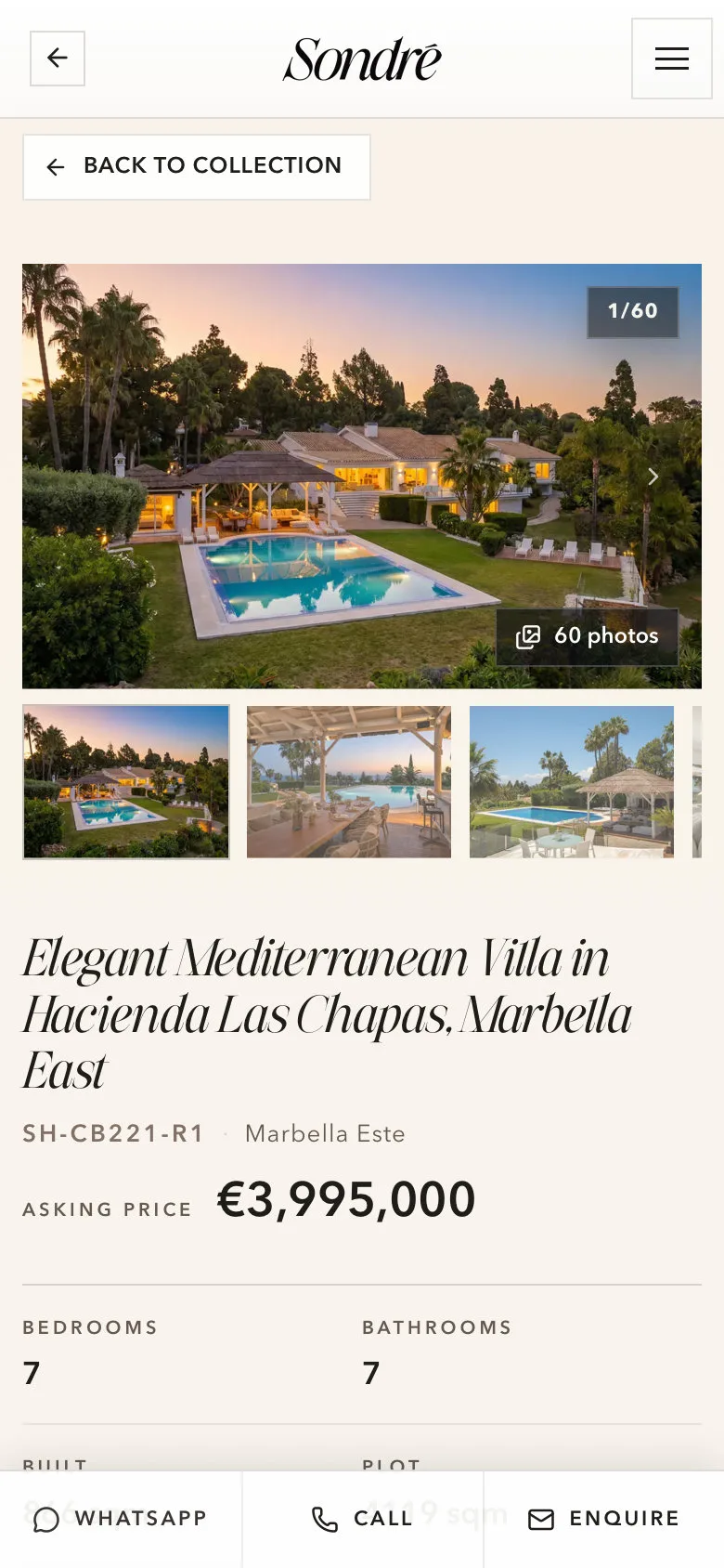 The same listing on a phone.
